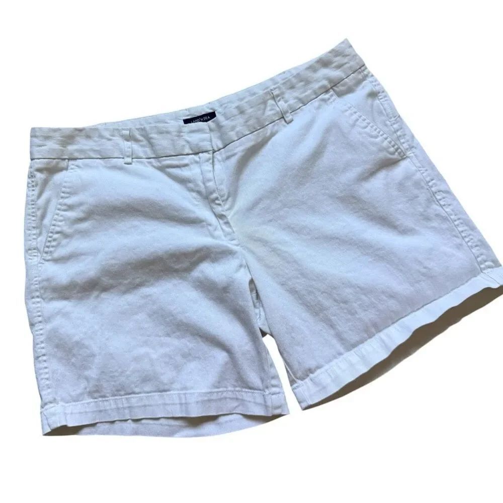 Womens Land N Sea Medium Rise White Chino Casual Shorts - Sz 14